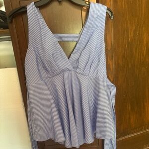 Blue and white peplum top